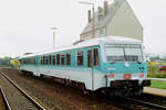 11. September 1993, VT 628 528 verlässt den Bahnhof Burgkunstadt mit Ziel Bayreuth.