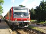 Die Regionalbahn bestehend aus einem 628/928 'er steht in Schneverdingen (KBS 123 Heidebahn) zu Abfahrt bereit. Ziel ist Soltau.