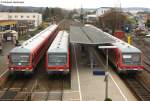 Groes 628ern Treffen in Sinsheim (Eslenz) 628 283-4 und 317-0 als RB 18332 nach Heidelberg an Gleis1 628 stand so da an Gleis2 und an Gleis 3 628 322-7 und 301-1 als RB 18331 nach Eppingen 17.3.08