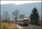 628 344 als RE 22532 nach Crailsheim. Aufgenommen am 17.04.08 bei der Ausfahrt aus Oberkochen.