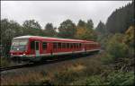 628/928 515 rollt als RB52 (RB 29276)  VOLMETALBAHN , Ldenscheid - Dortmund, hinab nach Brgge(Westf). (04.10.2008)

