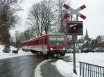 Februar 2009, der Winter hat auch die Strecke Hof - Bad Steben fest im Griff.