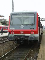 628 315-1 wartet am 14.3.2009 in Sinsheim auf den Gegenzug, um nach Heidelberg fahren zu knnen.