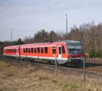 Die BR628 598-5 bei kurz vor dem erreichen des Bahnhofes in Munster.