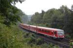 3 Treibwagen der BR 628/928 als berfhrungsfahrt am 4.8.2010 kurz hinter dem Bahnhof Altenbeken.