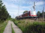 628 600 auf dem Weg zur Endstation Gifhorn Stadt. Aufgenommen am 20.08.2010 kurz vorm Bahnhof Gifhorn.