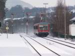 Seit dem 12.12.10 auch Geschichte. Die Einstze der 628 auf der Strecke Landau-Pirmasens, wie hier am 31.1.10. 628 492 fhrt in den Bahnhof Annweiler ein.