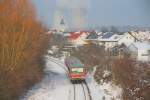 628 286 als RB 38471 von Germersheim nach Bruchsal.Mitte Dezember soll die Strecke vollstndig elektrifiziert werden und die 425 die derzeit verkehrenen Dieseltriebzge(612,628) ablsen.Aufgenommen am