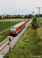 Gubodenbahn DB 628 426 RB 59722 Neufahrn - Bogen, KBS 932 Neufahrn - Bogen, fotografiert am Einfahrt-Vorsignal von Geiselhring am 20.06.2012