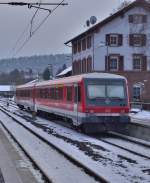 Nachschu auf den 628/928 448 in Neckargerach, der den Bahnhof als Leerfahrt passierte in Richtung Mosbach-Neckarelz. 19.1.2013