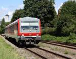 928 548 kurz vor der Einfahrt in Lindau Hbf (aus Friedrichshafen kommend). Aufgenommen am 7.8.2012