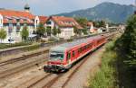 Am 27.Juli 2013 erreichte 628/928 416 als RB aus Oberstdorf den Bahnhof Immenstadt und hat ihn anschlieend in Richtung Kempten(Allgu) Hbf wieder verlassen.