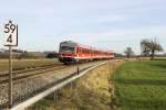 628 639 mit einer weiteren 628er Garnitur als RB 27054 nach München am 14.12.2014 bei Pietsham nahe Schwindegg.