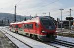 Aus Lüdenscheid kommend fährt 632 105 am 01.02.2019 im Hauptbahnhof Hagen ein