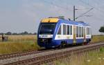 Aus Bernburg kommend passiert ein 640er des HarzElbeExpress  am 11.07.14 Braschwitz. Das Ziel der Fahrt ist Halle(S). 