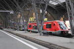 In der großen Halle vom Hauptbahnhof in Leipzig versteckten sich am 02.01.2024 zwei Walfische. DB 641 026  Markt Stammbach  + 641 035  Der Geithainer  verkehrten als RB 16677 nach Geithain.