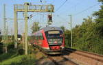 Am 30.05.2014 fährt 642 124  Liebliches Taubertal  als RE  Hohenloheexpress  Crailsheim-Heilbronn den Bahnhofsteil Cappel.