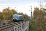 642 205  Bahnland Bayern  als RE Crailsheim-Heilbronn am 13.11.2020 bei Öhringen-Cappel.
