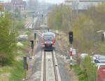 DB 642 023 als RE 16556 von Erfurt Hbf nach Nordhausen, am 24.04.2022 in Erfurt Nord.