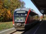 642 560-7 der Erzgebirgsbahn ist soeben in den Bahnhof Flha eingefahren.
