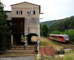 DB Regio 642 067 als RB 16879 Blankenstein - Saalfeld, KBS 557 Blankenstein - Saalfeld, Sormitztalbahn, fotografiert an der Verladeanlage vom Granitwerk Fischer Heberndorf am 30.05.2012 --> frher