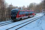 642 557-3 der Erzgebirgsbahn auf dem Weg nach Zwickau (Sachs) Hbf zwischen Wilkau-Halau und Cainsdorf. 16.03.2013