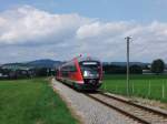 Am 14.08.2013 fahren 642 121/621 und 642 084/584 als RB 5513 nach Reutte in Tirol gerade zwischen St.Mang und Durach.