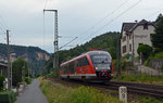 Am Abend des 12.06.16 fuhr ein Desiro der DB durch Stadt Wehlen nach Dresden.