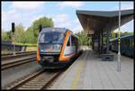 Trilex Desiro 642341 steht für uns am 6.6.2024 um 11.41 Uhr abfahrbereit am Bahnsteig im Hauptbahnhof von Ceska Lipa.