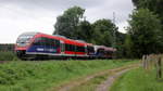 Zwei Euregiobahn (RB20) kommen aus Langerwehe,Stolberg-Altstadt nach Alsdorf und kommen aus Richtung Aachen-Hbf,Aachen-Schanz,Aachen-West,Laurensberg,Richterich,Kohlscheid die Kohlscheider-Rampe