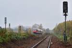 Blick auf die ehemalige Einfädelung vom Bahnhof Mariagrube in die Strecke nach Alsdorf.