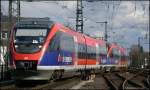 Doppeltraktikum 643.2 der Euregiobahn als RB20 nach Alsdorf Annapark bei der Einfahrt von Aachen Hbf 28.3.2009