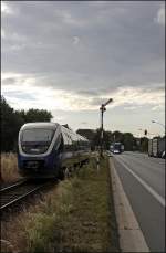 VT710 ist als NWB81559 (RB67  Der WARENDORFER ) nach Mnster(Westf)Hbf unterwegs und passiert das Einfahrtsignal von Beelen.