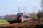 VT 643 Talent der Euregiobahn mit einer Leerfahrt bei bach-Palenberg, KBS 485 beim B 21,631 am 20.3.12 hinten Links BF bach-Palenberg.