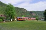 Zwei unbekannte 643er fuhren am 27.05.2012 als RB 30 nach Ahrbrck in den Bahnhof Ahrbrck ein.