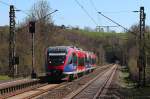 643 206-5 und 643 204-0 fahren am 15.04.2015 in den Haltepunkt Eilendorf ein, beide fahren nach Eschweiler-St. Jöris.