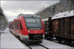 Ein 648er wartet am Morgen des 25.03.2008 in Brgge (Westf) als RB52 (RB 29267)  Volmetalbahn  auf die Abfahrt zum Zielbahnhof Ldenscheid.