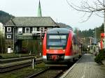am 24.3.10 - der Bahnhof des kleinen Ortes Brgge/Westf. (RB 52 mu noch  nach Dortmund)