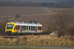 Am 06.01.2008 hat ein LINT41 der Taunusbahn gerade den höchsten Punkt der Strecke Friedrichsdorf - Brandoberndorf hinter sich gelassen und rollt nun gemütlich bergab seinem nächsten