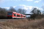 650 113 und ein weiterer Kollege sind als RE 22528 nach Crailsheim unterwegs. Aufgenommen in Oberkochen am 05.03.08