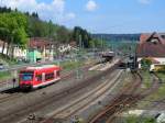 650 003 verlässt am 23. April 2014 den Bahnhof Kronach in Richtung Lichtenfels.
