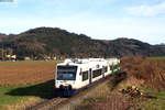 VT 504 und VT 018 als S 88363 (Elzach-Freiburg(Brsg)Hbf) bei Bleibach 22.2.20