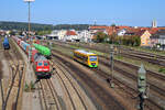 650 667 verlässt den Bahnhof Schwandorf zur Fahrt nach Furth im Wald. (15.09.2023)