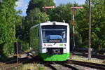 Tele Aufnahme auf Vt 008 beim rangieren von Gleis 4 nach Gleis 5 in Bad Lobenstein.