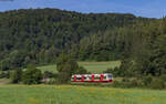 VT 249 und VT 250 als DbZ 69881 (Immendingen - Weiden) bei Hausen im Tal 30.7.24