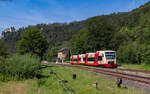 VT 249 und VT 250 als DbZ 69881 (Immendingen - Weiden) im Bf Hausen im Tal 30.7.24