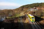 Stadler Regio-Shuttle RS1 VT 38 der Oberpfalzbahn als RB 59935 Schwandorf - Lam, KBS 877 Cham - Bad Ktzting - Lam, fotografiert bei Chamerau am 02.12.2011 