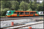 Der GWTrain Triebwagen 654047-9, noch mit deutscher Kennung, wartet hier am 18.08.2020 im Bahnhof Becov nad Teplou auf seinen nächsten Einsatz.
