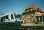 1996 stellten sich mehrere Bahnunternehmen zur bevorstehenden Ausschreibung des Burgenlandnetzes vor. Am 15.04. steht ein RegioSprinter in Freyburg/Unstrut.(Fotoscan)