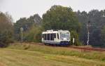 Von Wittenberg kommend passiert 654 014 am 03.10.14 Merschwitz und wird in kürze den Bahnhof Pretzsch(Elbe) erreichen.